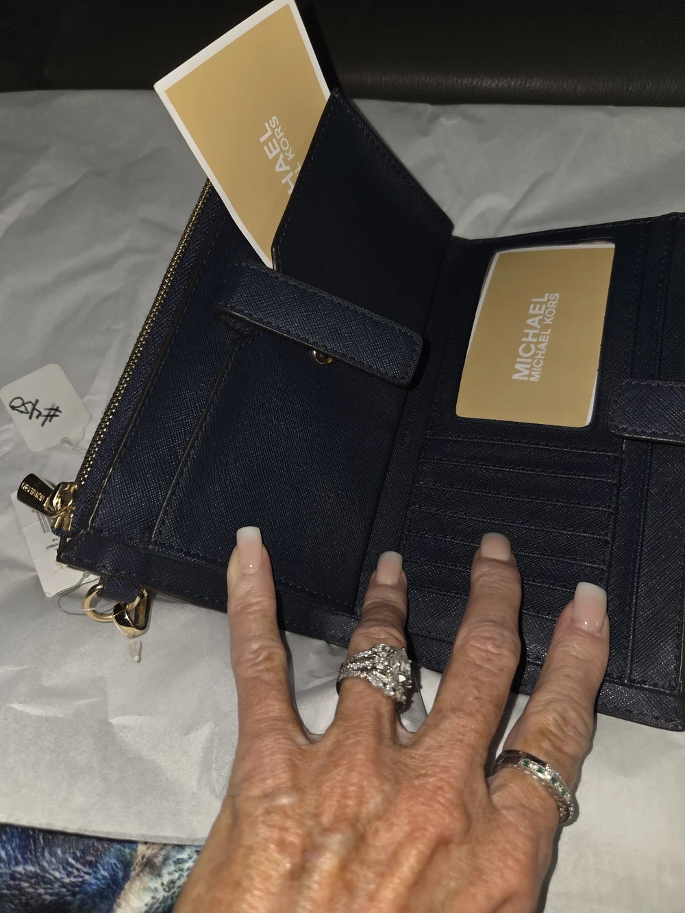 Michael Kors Jet Set Travel Navy And White Saffiano Leather Wallet/ Wristlet